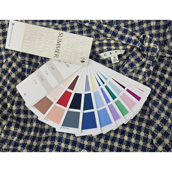 Cabi Art to Wear Button Up Sheer Navy & Cream Geometric Minimalist - Picture 6 of 7